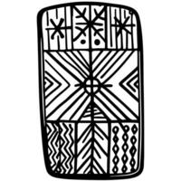 Abstract tribal pattern in bold black lines on rectangular canvas vector