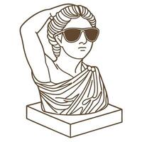 classical bust wearing sunglasses, modern twist on ancient art fun juxtaposition of history vector
