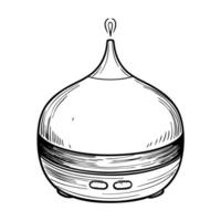 Aromatherapy diffuser outline sketch home fragrance, essential oil mist vaporizer design vector