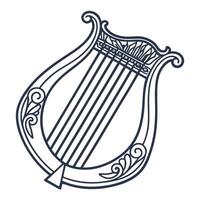 elegant lyre harp sketch musical instrument illustration, classic string design, artistic lines vector