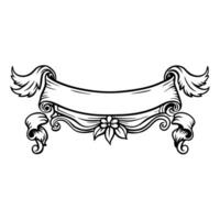 Vintage scroll banner design with ornamental swirls and central floral motif vector