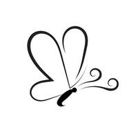 Elegant Black Butterfly Line Art, Simple Minimalist Design vector
