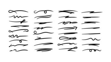 Handdrawn Underlines, Dividers, Arrows, Swirls Design Elements Set vector