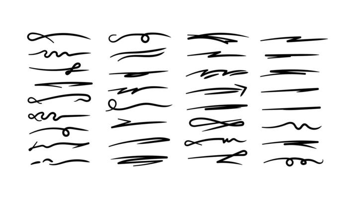 Handdrawn Underlines, Dividers, Arrows, Swirls Design Elements Set