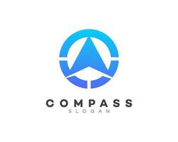 Modern Compass Logo Design Blue Gradient Arrow Navigation vector
