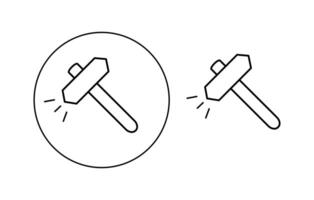 Hammer icon. A set of hammer icons.The hammer button symbol. A filled flat sign. illustration vector