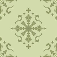 Marvelous Repeat Beautiful Damask with Starry Stars Seamless Pattern on Matcha Green Color Design. Glamorous Ornate Scroll Classy Victorian Wallpaper Background Backdrop Decoration Fabrics Tile vector