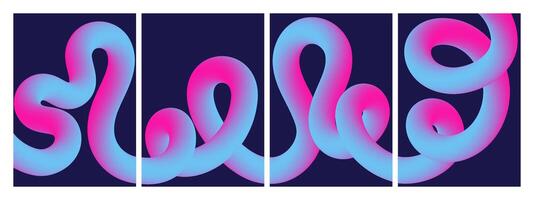 Abstract Flowing Neon Wave. Futuristic 3D Glowing Fur Texture for Posters, Banners, Greeting Cards, and Templates vector