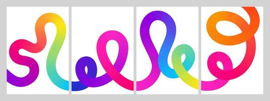 Gradient abstract backgrounds with 3D color lines stylish posters and dynamic compositions. Postcards, prints vector