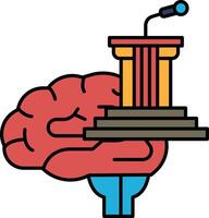 A brain is holding a microphone and a podium vector