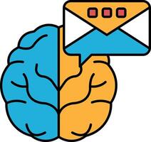 A brain with a blue and orange section and a red and white section vector