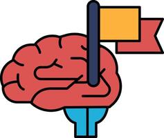 A brain with a flag on top of it vector