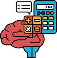 A brain with a calculator on top of it vector