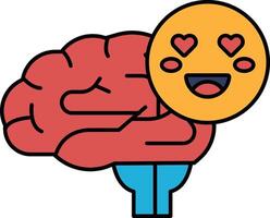 A cartoon brain with a heart on it and a smiley face vector