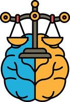 A brain with two scales on either side of it vector