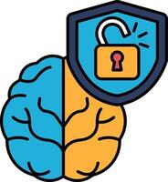 brain with a lock on it vector