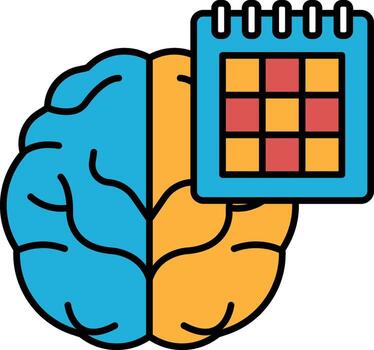 A brain with a calendar on top of it vector