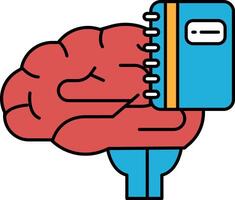 A brain is holding a book in its hand vector