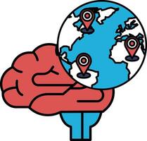 the brain with a globe on top of it vector