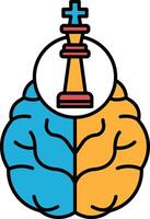 A brain with a chess piece on top of it vector