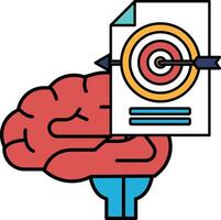 A brain is holding a piece of paper with a target on it vector