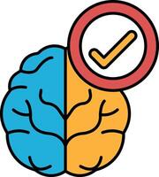 A brain with a check mark on it vector