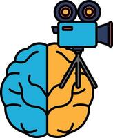 A brain with a camera on top of it vector