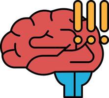 A red brain with an exclamation point on it vector