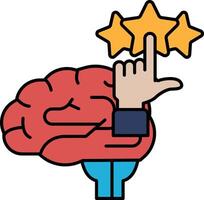 A hand pointing to a brain with three stars vector