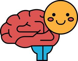 A cartoon brain with a smiling face vector