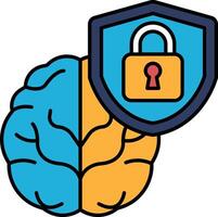 the brain with a lock on it vector