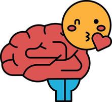 A cartoon brain with a heart on it vector
