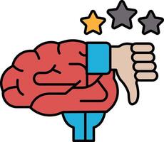 A cartoon brain with a thumbs down on it vector