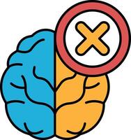 A brain with a red X over it vector