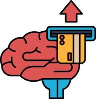 A brain is holding a credit card in a machine vector