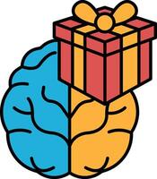 A brain and a box with a red ribbon on top vector