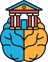 A brain with a building on top of it vector
