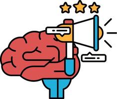 A cartoon brain with a microphone in its hand and a star above it vector