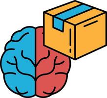 A brain with a box on top of it vector