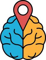 A brain with a red dot on it vector
