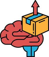 A person holding a box with a brain on top of it vector