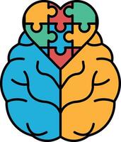 A puzzle piece brain with a heart in the middle vector