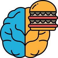 A brain and a hamburger are shown side by side vector