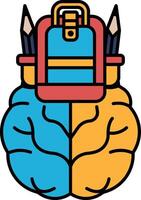 A brain with a backpack on it vector