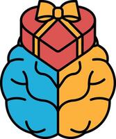 A brain with a red and blue heart on it vector