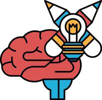 the brain with a light bulb on top of it vector