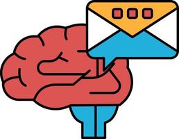 A brain with a red hand holding an envelope vector