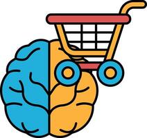 A brain with a shopping cart on top of it vector