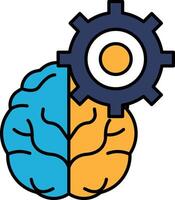 A brain with a gear in front of it vector