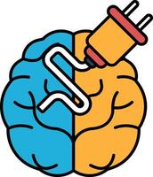 A brain with a plug in it vector